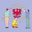 Illustration zur Europawahl in Brandenburg. Der Brandenburg-Adler im Sternenkreis der Europaflagge