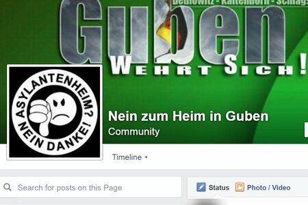 Die Facebook-Seite "Nein zum Heim in Guben" (Screenshot)