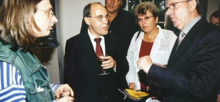 Im Gespräch: Karsten Krampnitz (StrassenZeitung), Gregor Gysi, Hanns Harnisch (P