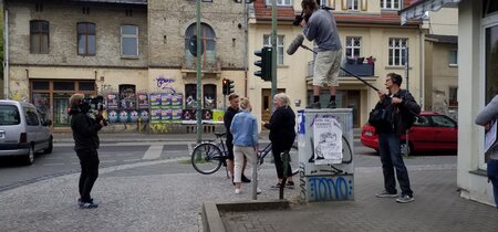 Beim Dreh der Pilotfolge von Blind Date in Potsdam.