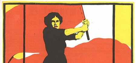 Plakat der Frauenbewegung zum Frauentag 8. März 1914. Es wird das Frauenwahlrecht gefordert (Quelle: Wikipedia, public domain)