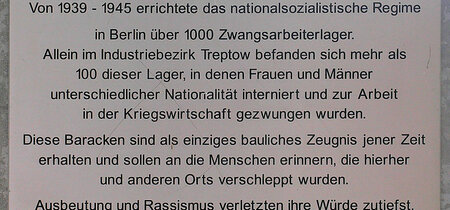 Gedenktafel Arbeitslager Treptow. 