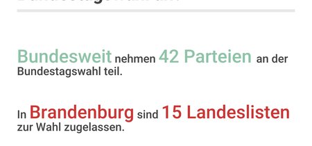 42 Parteien treten zur Bundestagswahl an, 15 sind in Brandenburg zugelassen.
