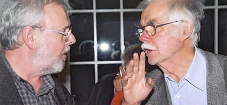 Altmeister des politischen Cartoons: Rainer Hachfeld  und  F.W. Bernstein (v.l.)