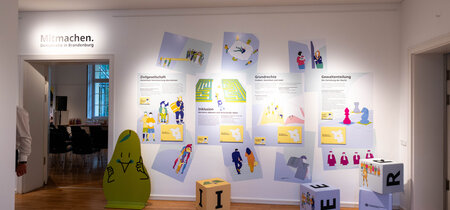 Einblick in die Ausstellung "Mitmachen. Demokratie in Brandenburg"