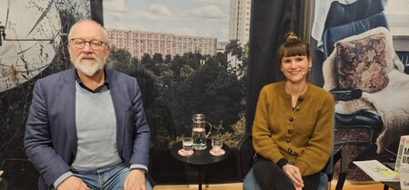 Herfried Münkler und Sabine Schmidt-Peter in der Veranstaltung "Macht im Umbruch" 