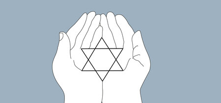 Illustration zum Thema Antisemitismus: Zwei Hände halten einen Davidstern
