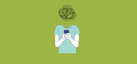 Illustration zum Thema Desinformation: Ein Mensch hat ein wirres Wollknäuel als Kopf