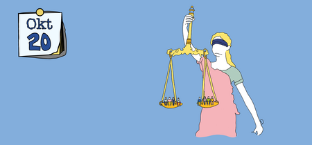 Illustration von Justizia mit einer Waage