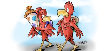 Zwei Brandenburg-Adler mit Schultüte und Ranzen