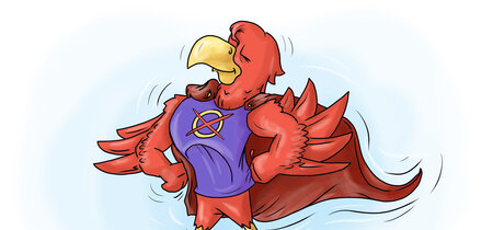 Ein Brandenburg-Adler im Superman-Kostüm