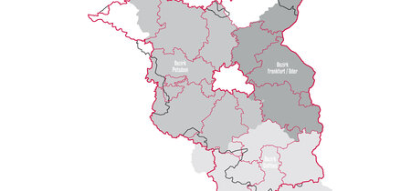 Karte mit den Landesgrenzen Brandenburgs