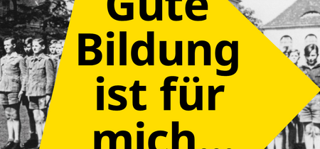 Abbildung: Schüler der Napola Potsdam, ca. 1940︀, BLPB / Privatarchiv Hans-Joachim Hamann. Aufschrift: "Gute Bildung ist für mich?" auf Abbildung: Schüler der Napola Potsdam, ca. 1940︀