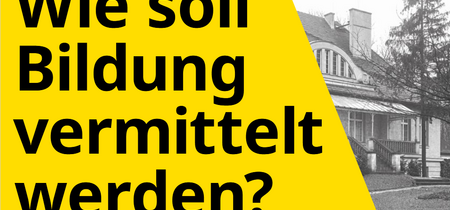 Abbildung: Gebäudeansicht vom Hof Nationalpolitische Erziehungsanstalt Potsdam, ca. 1930︀, Potsdam Museum. Aufschrift "Wie soll Bildung vermittelt werden?" auf einem Foto von der Gebäudeansicht vom Hof Nationalpolitische Erziehungsanstalt Potsdam, ca. 1930︀,