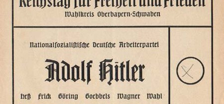 Stimmzettel aus dem Dritten Reich zur Reichstagswahl 1936 