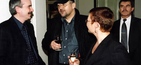 Staatssekretär Martin Gorholt, Chef der Staatskanzlei Rainer Speer und Martina W