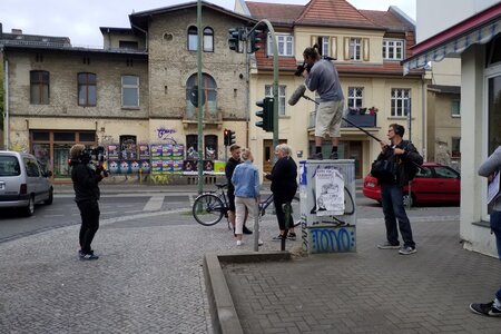 Beim Dreh der Pilotfolge von Blind Date in Potsdam.