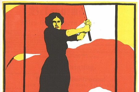 Plakat der Frauenbewegung zum Frauentag 8. März 1914. Es wird das Frauenwahlrecht gefordert (Quelle: Wikipedia, public domain)
