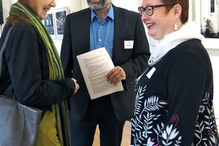Ulrike Enders (LISUM), Michael Jahn (LAG) und Martina Weyrauch im Gespräch