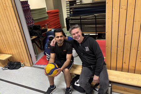 Beim Training – Frank Gebauer (re.) mit Habib Nouri