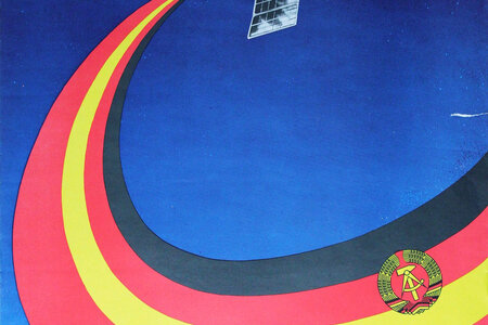 Grafik: Mücke, Plakat anlässlich des Kosmosfluges der Sojus-31, 1978, Verlag für Agitations- und Anschauungsmitte