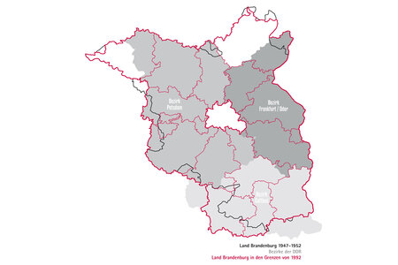 Karte mit den Landesgrenzen Brandenburgs