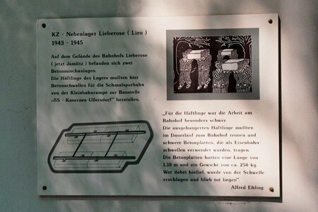 Erläuterungstafel an der Museumsbaracke der Gedenkstätte Lieberose