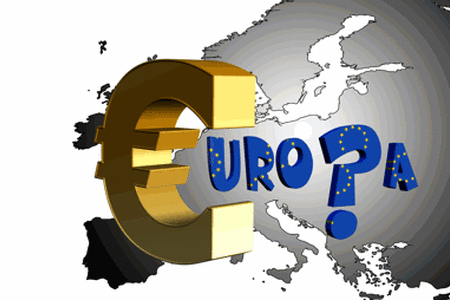 Europakarte mit großem Euro-Zeichen