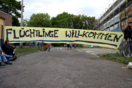 Schild "Flüchtlinge willkommen"