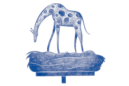 Giraffe im Storchennest? Kommt schon mal vor in Brandenburg... Illustration: Anne Baier, ByeByeSea.com Giraffe im Storchennest