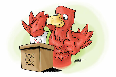Adler an der Wahlurne