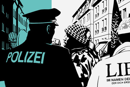 Islamismus - Gefahr für Demokratie? Polizei auf einer Demo