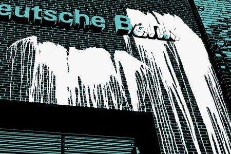 Illustration einer beschmierten Fassade der Deutschen Bank