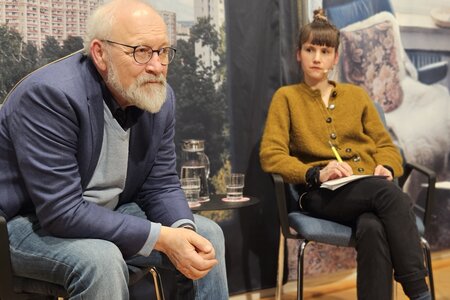 Herfried Münkler und Sabine Schmidt-Peter in der Veranstaltung "Macht im Umbruch" 