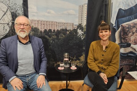 Herfried Münkler und Sabine Schmidt-Peter in der Veranstaltung "Macht im Umbruch" 