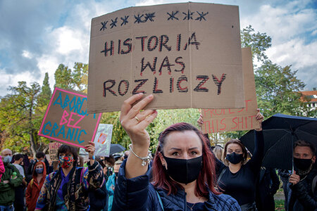Protestaktion gegen die polnischen Abtreibungsgesetze, Berlin