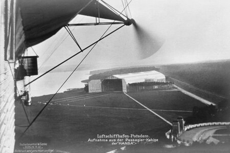 Luftschiffhafen Potsdam, Aufnahme aus dem LZ „Hansa“, um 1915 Luftschiffhafen Potsdam, Aufnahme aus dem LZ „Hansa“, um 1915