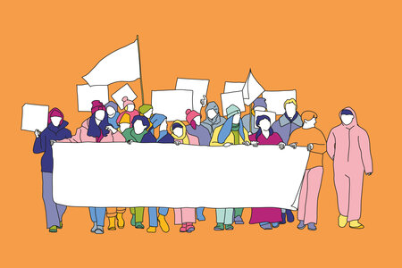 Illustration einer Demonstration mit vielen Menschen