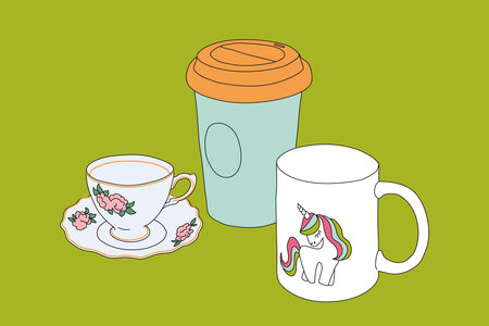 Illustration zum Thema Toleranz: drei ganz verschiedene Trinkbecher nebeneinander