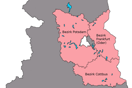 Die drei DDR-Bezirke, aus denen das Land Brandenburg 1990 gebildet wurde
