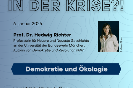 Veranstaltungsposter mit hellblauem Hintergrund, einem Foto von Prof. Richter und den Veranstaltungsinformationen