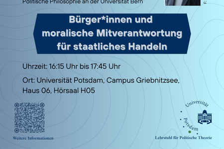 Veranstaltungsposter mit einem Foto von Anna Goppel sowie den Veranstaltungsinformationen. Das Poster ist in verschiedenen hellen Blautönen gehalten. 