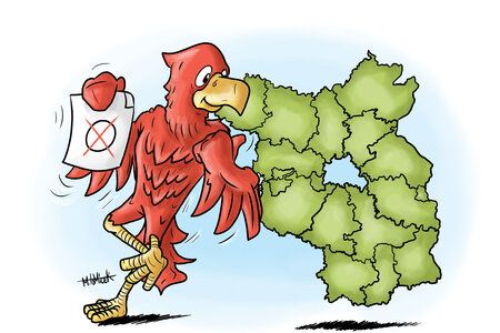 Brandenburg-Adler vor der Landkarte