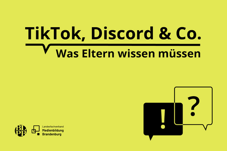 Wortmarke zur Veranstaltungsreihe mit der Aufschrift "TikTok, Discord & Co. Was Eltern wissen müssen"