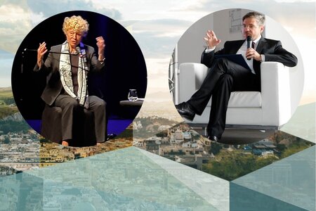 Gesine Schwan und mike Schuber im Gespräch