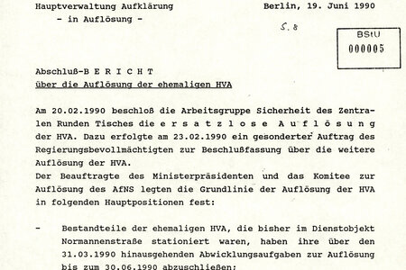 Auszug MfS HV-A Akte