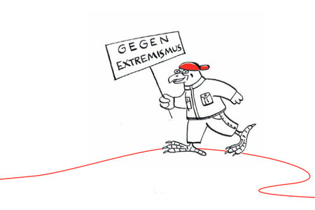 Brandenburg-Adler mit einem Schild "Gegen Extremismus"