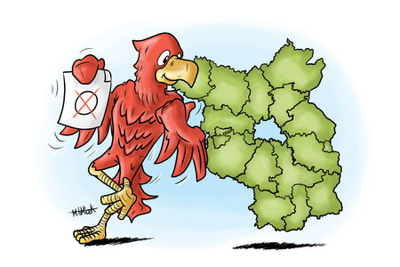 Adler mit Brandenburgkarte