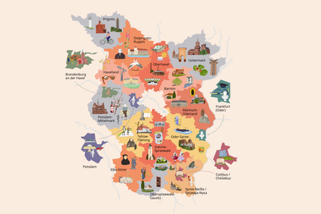 Das Land Brandenburg mit allen Landkreisen und kreisfreien Städten