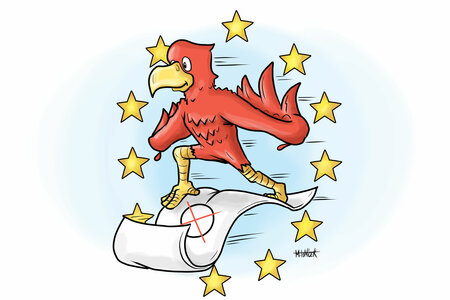 Brandenburg-Adler mit Wahlzettel zur Europawahl